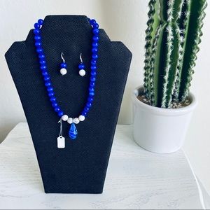 Natural blue,cats eye stone necklace